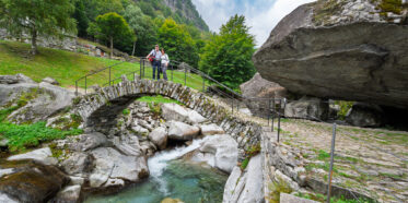 Calnegia River trail near hamlet of Foroglio in Ticino, Switzerland