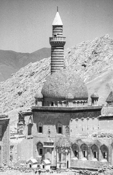 The Ishak Pasha Palace is an Ottoman-period palace whose construction was started in 1685 by the bey of the Beyazit province Colak Abdi Pasha of the Cildirogullari, a family of hereditary pashas related to the House of Jaqeli. Construction was continued by Ishak Pasha, a descendant of Abdi Pasha, who was to give his name to the palace and became the pasha of Çıldır from 1790 to 1791. According to the inscription on its door, the Harem section of the palace was completed by Ishak (Isaac) Pasha in 1784.
The Ishak Pasha Palace is one of the few examples of surviving historical Turkish palaces.