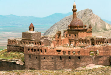 The Ishak Pasha Palace is an Ottoman-period palace whose construction was started in 1685 by the bey of the Beyazit province Colak Abdi Pasha of the Cildirogullari, a family of hereditary pashas related to the House of Jaqeli. Construction was continued by Ishak Pasha, a descendant of Abdi Pasha, who was to give his name to the palace and became the pasha of Çıldır from 1790 to 1791. According to the inscription on its door, the Harem section of the palace was completed by Ishak (Isaac) Pasha in 1784.
The Ishak Pasha Palace is one of the few examples of surviving historical Turkish palaces.