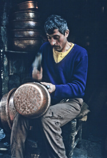 The Copper Souk in Aleppo, known locally as Souk al-Nahhasin, was built in 1539 and is situated within the historic Al-Madina Souq in the heart of Aleppo's Old City. This souk has been a center for copper craftsmanship for centuries, with artisans producing and selling intricately designed copperware. The souk's narrow, covered alleys are lined with shops displaying a variety of copper items, from traditional cookware to decorative pieces.