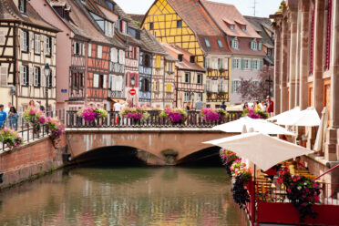 Colmar, Grand Est, France - 11 August 2019: The French Alsatian city of Colmar is renowned for its well-preserved old town, its numerous architectural landmarks, and its museums.