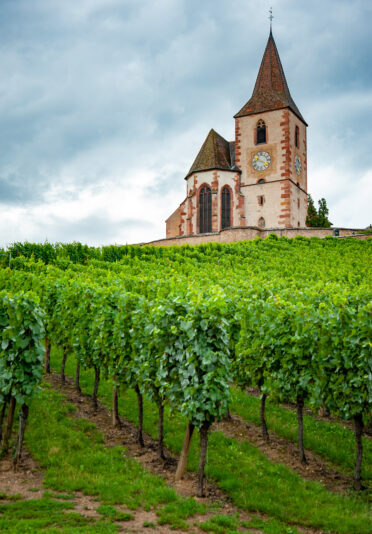 Saint-Jacques-le-Majeur of Hunawihr is one of the most iconic churches of Alsace, France.