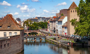 Strasbourg, Grand Est, France - 12 August 2019: La Petite France, the historic quarter of the city of Strasbourg in eastern France, forms part of the UNESCO World Heritage Site of Grande Île, designated in 1988,