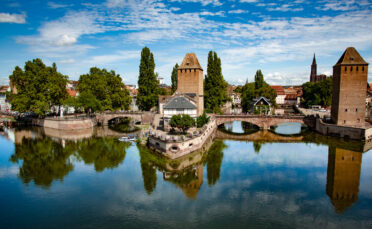 Strasbourg, Grand Est, France - 12 August 2019: La Petite France, the historic quarter of the city of Strasbourg in eastern France, forms part of the UNESCO World Heritage Site of Grande Île, designated in 1988,