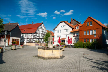 Town square of Oberaula, the administrative center for Olberode