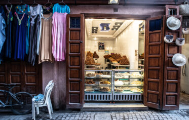 Sweets vendor in medina of Marrakesh, Morocco