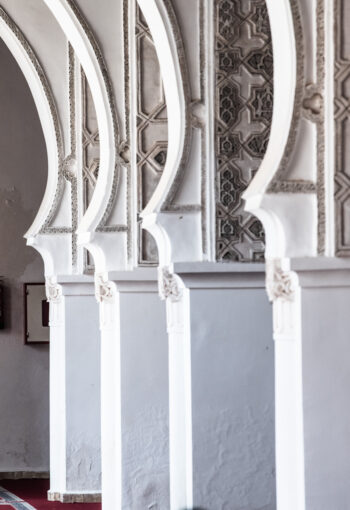 Columns in mosque in medina of Marrakesh, Morocco