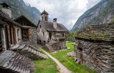Stone buildings in hamet of Foroglia in Maggia Valley of Ticino, Switzerland