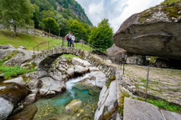 Calnegia River trail near hamlet of Foroglio in Ticino, Switzerland