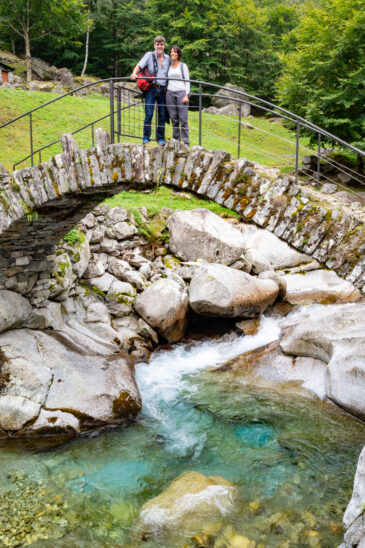 Calnegia River trail near hamlet of Foroglio in Ticino, Switzerland