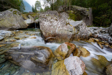 Calnegia River trail near hamlet of Foroglio in Ticino, Switzerland