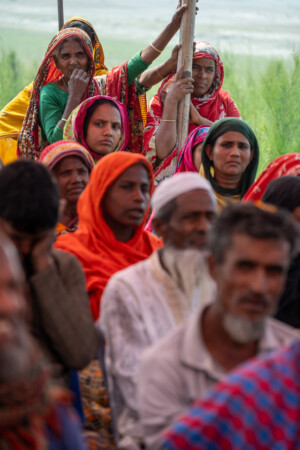 Field Day and Farmers' Gathering on Grasspea Production at Char Areas. Held on 1 March 2023 at Char Bongram, Chilmari, Kurigram, Bangladesh. Conducted by On Farm Research Division, BARI, Alamangar, Rangpur with support by ICARDA. Question session convened by the Crop Trust. Photos: Michael Major for Crop Trust