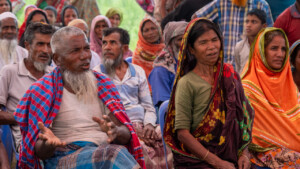 Field Day and Farmers' Gathering on Grasspea Production at Char Areas. Held on 1 March 2023 at Char Bongram, Chilmari, Kurigram, Bangladesh. Conducted by On Farm Research Division, BARI, Alamangar, Rangpur with support by ICARDA. Question session convened by the Crop Trust. Photos: Michael Major for Crop Trust