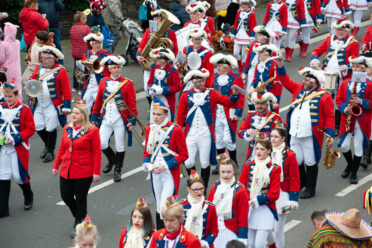 Beuel-Limperich, North Rhine-Westphalia / Germany: February 23, 2020. LiKüRa street parade during Karneval season