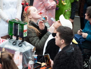 Beuel-Limperich, North Rhine-Westphalia / Germany: February 23, 2020. LiKüRa street parade during Karneval season