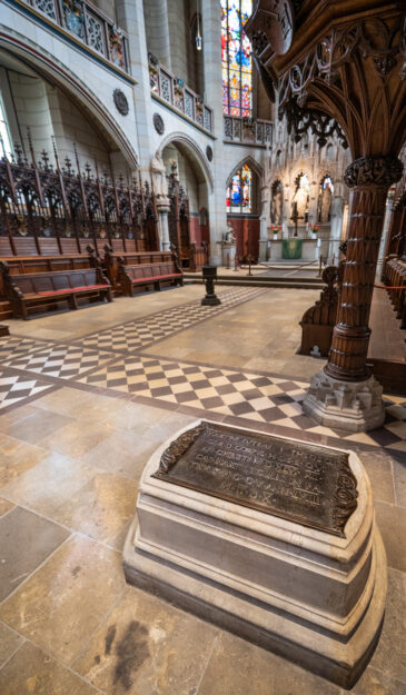Tomb of Martin Luther in All Saints Church. Text: "Here is buried the body of the Doctor of Sacred Theology, Martin Luther, who died in the year of Christ 1546, on February 18th, in his hometown Eisleben, after having lived for 63 years, 2 months, and 10 days." Lutherstadt Wittenberg is the fourth largest town in Saxony-Anhalt, Germany. Wittenberg is situated on the River Elbe. Wittenberg is famous for its close connection with Martin Luther and the Protestant Reformation.