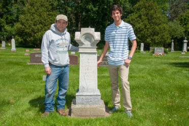 Danny Goetz and Joseph Major at memorial of Anna Catharine Goetz
