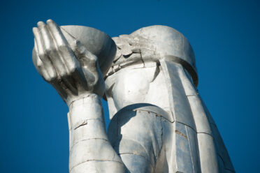 Closeup of Mother of Georgia statue overlooking Tbilisi, Georgia. Kartlis Deda erected on the top of Sololaki hill in 1958, the year Tbilisi celebrated its 1500th anniversary.
