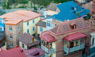 Colourful homes on hillside in the old town of Tbilisi, Georgia