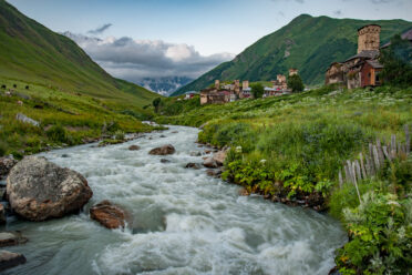 The Patara Enguri River runs along the western edge of Ushguli in Georgia's Svaneti region. The river emerges from the high Caucasus near Shkhara and empties in the Black Sea.