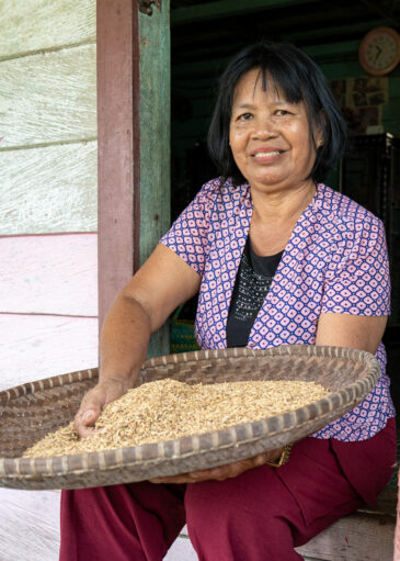 Farmer Rusineri shows the rice seeds she stores at home for sowing in the next season
BOLD WP4 project “Securing the crop diversity of Dayak communities in Manuhing Raya, Central Borneo Indonesia” funded by the Global Crop Diversity Trust in Indonesia.
Photo: Michael Major for Crop Trust