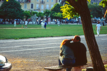 Corfu. Watching cricket on Spianada Square