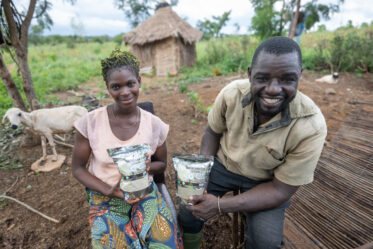 Farmers Ferdinand Combetti and Odile N'We show their fonio products at their home in Natitingou, Benin
Visit by Scott Christiansen and Michael Major, consultants to Crop Trust, to document BOLDER value chain research on fonio and jute mallow in Benin. 11-17 October 2025.
Photo: Michael Major for Crop Trust