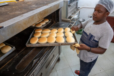 Esther Yoham Majija uses traditional African vegetables in products she makes at her bakery, the Fortlene Bakery, in Babati, Tanzania. A team from BOLDER and World Vegetable Center visited her to see products made with Bambara groundnut.
Photo: Michael Major for Crop Trust