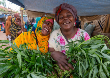 Sale of sweetpotato leaves and other leafy vegetables at morning market in Singida, Tanzania.
Photo: Michael Major for Crop Trust