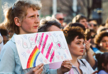 Presidential campaign stop for Jesse Jackson at State Capitol, Madison, Wisconsin. 4 April 1988.