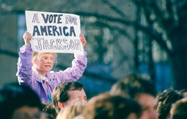 Presidential campaign stop for Jesse Jackson at State Capitol, Madison, Wisconsin. 4 April 1988.