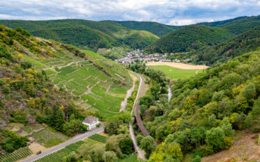 Ahr Valley, Rheinland-Pfalz, Germany. Ahr River, seen in photo, flooded in July 2021 indundating this valley